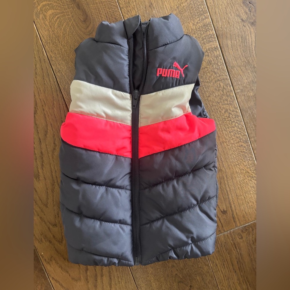 Puma Charcoal and pink Puffer vest 2T